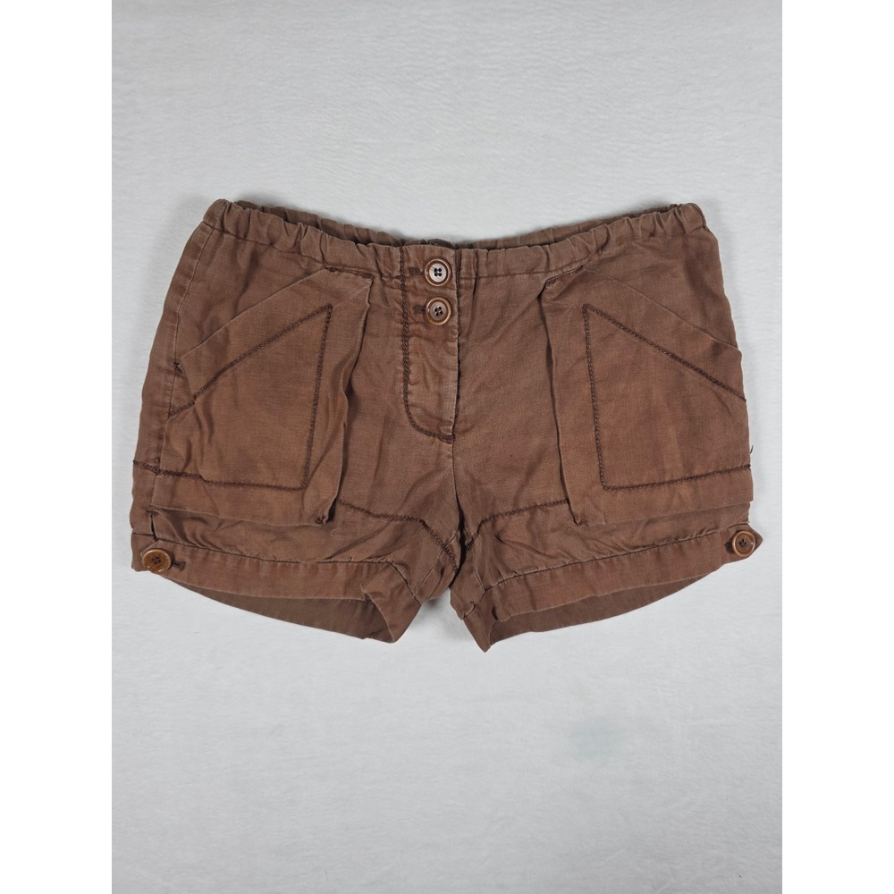 Max Studio 100% Linen Utility Shorts Brown Cargo Pockets XS Coastal Granola
